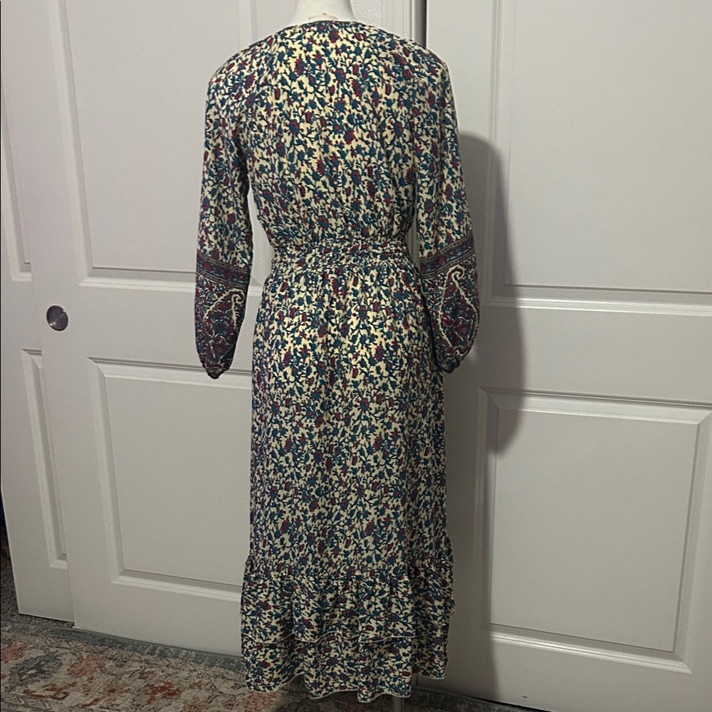 Anthropologie Boemo  Floral Long Sleeve Dress - Red and Blue - Picture 6 of 14